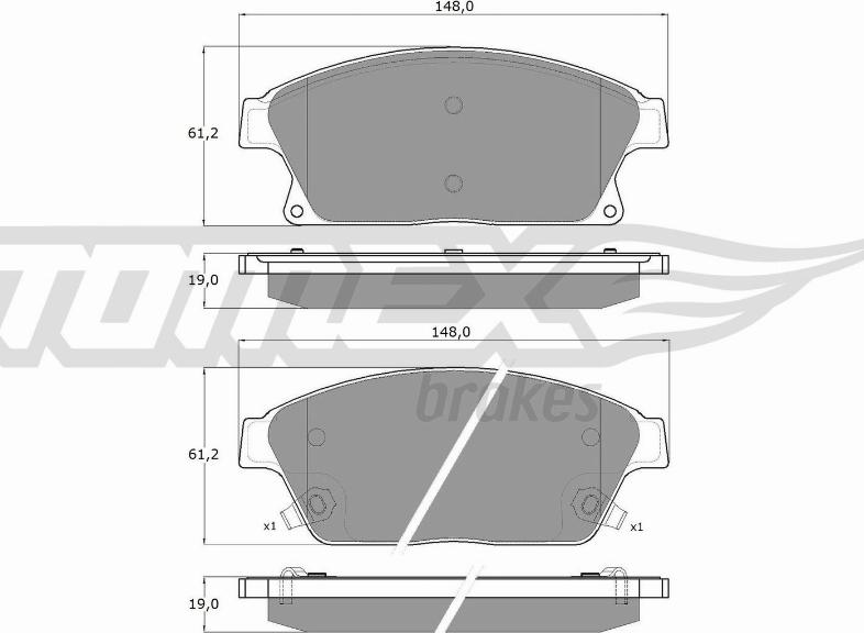 TOMEX brakes TX 16-51 - Комплект спирачно феродо, дискови спирачки www.parts5.com