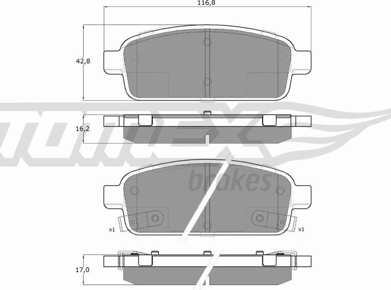 TOMEX brakes TX 16-52 - Sada brzdových platničiek kotúčovej brzdy www.parts5.com