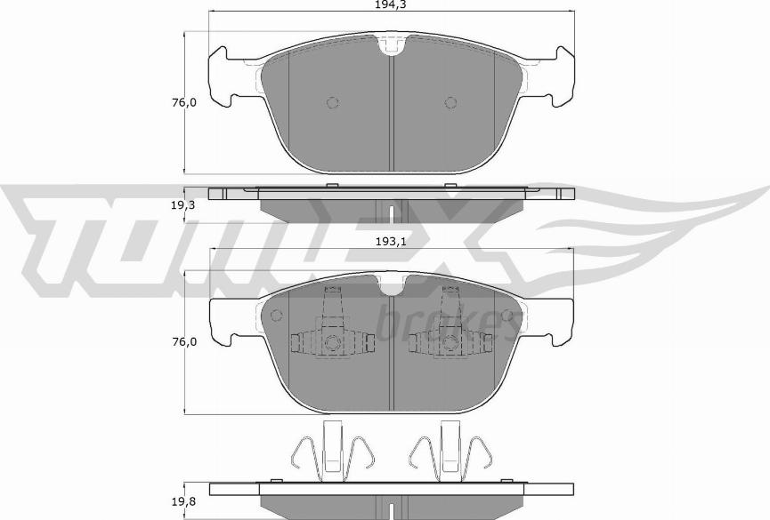 TOMEX brakes TX 16-57 - Brake Pad Set, disc brake www.parts5.com