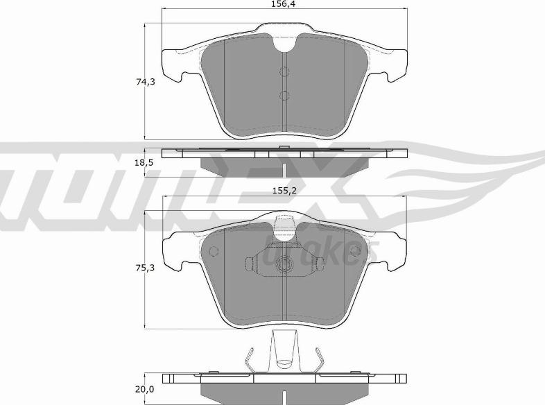 TOMEX brakes TX 16-64 - Комплект спирачно феродо, дискови спирачки www.parts5.com