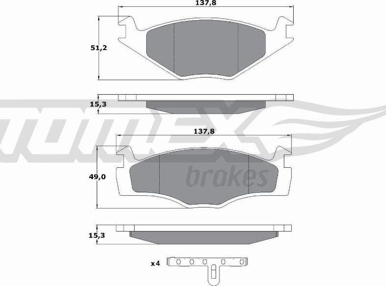 TOMEX brakes TX 10-14 - Fékbetétkészlet, tárcsafék www.parts5.com