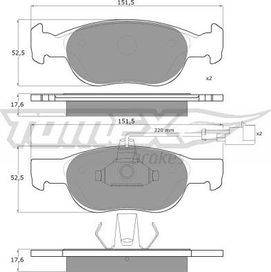 TOMEX brakes TX 10-711 - Sada brzdových destiček, kotoučová brzda www.parts5.com