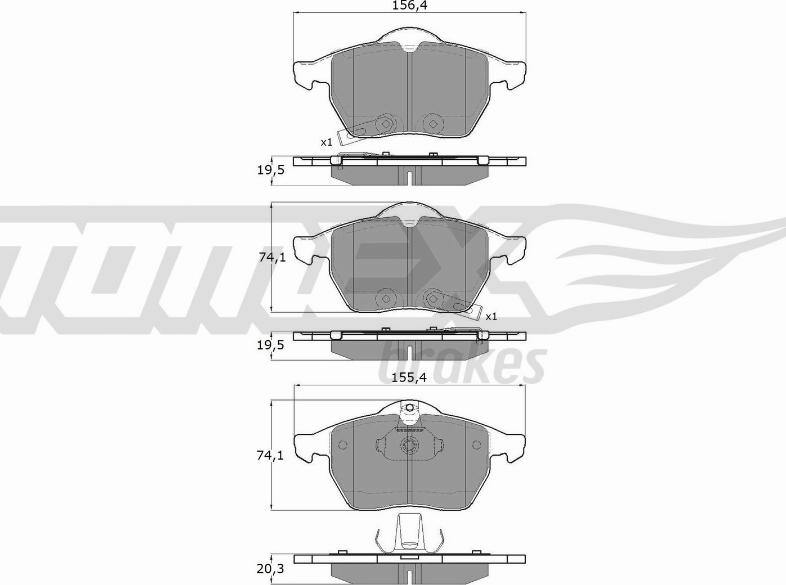 TOMEX brakes TX 13-57 - Brake Pad Set, disc brake www.parts5.com