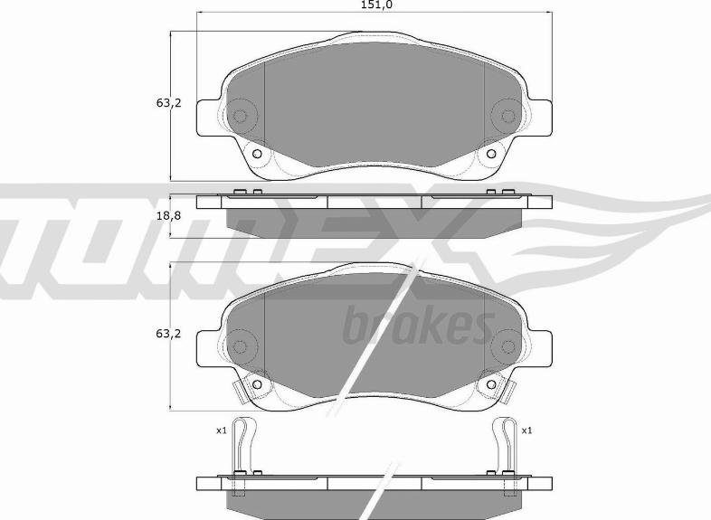 TOMEX brakes TX 13-61 - Komplet kočnih obloga, disk kočnica www.parts5.com