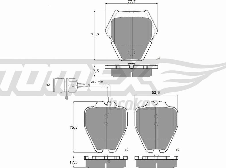 TOMEX brakes TX 13-15 - Zestaw klocków hamulcowych, hamulce tarczowe www.parts5.com