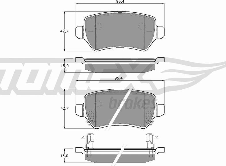 TOMEX brakes TX 12-97 - Тормозные колодки, дисковые, комплект www.parts5.com