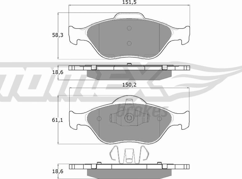 TOMEX brakes TX 12-55 - Brake Pad Set, disc brake parts5.com