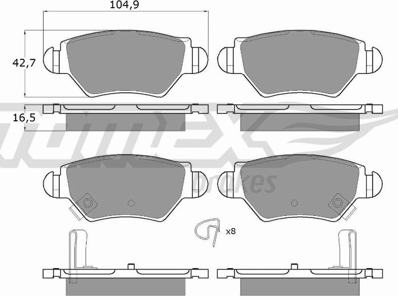 TOMEX brakes TX 12-14 - Piduriklotsi komplekt,ketaspidur www.parts5.com