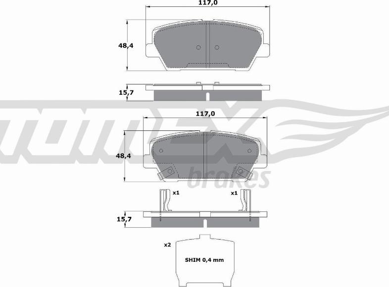 TOMEX brakes TX 17-45 - Komplet zavornih oblog, ploscne (kolutne) zavore www.parts5.com