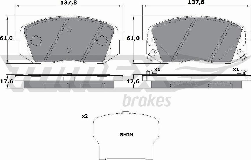 TOMEX brakes TX 17-47 - Sada brzdových platničiek kotúčovej brzdy www.parts5.com