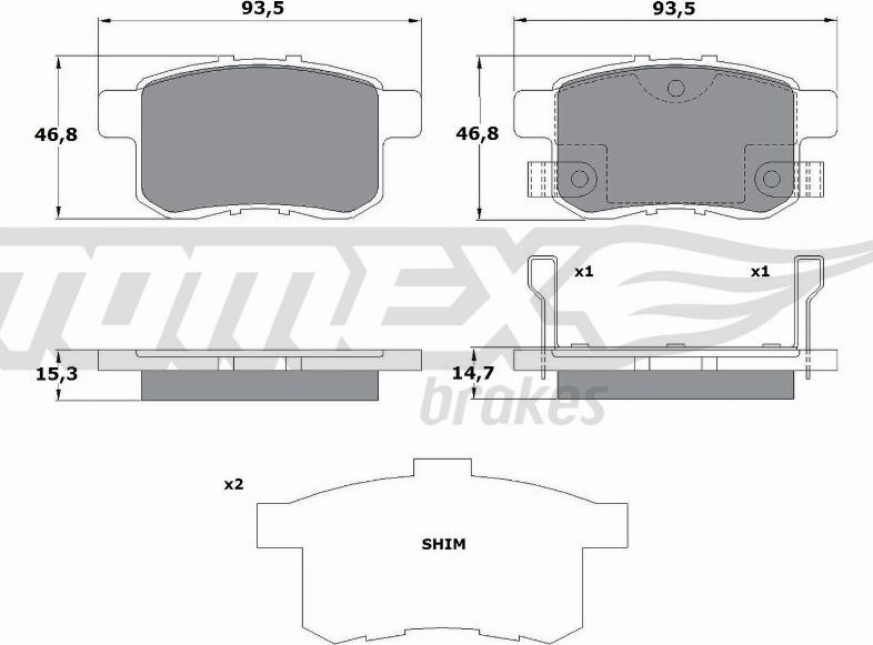 TOMEX brakes TX 17-54 - Brake Pad Set, disc brake www.parts5.com