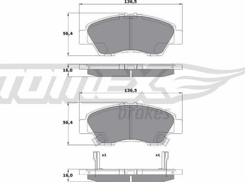 TOMEX brakes TX 17-55 - Комплект спирачно феродо, дискови спирачки www.parts5.com