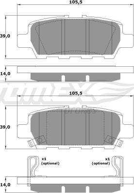 TOMEX brakes TX 17-57 - Тормозные колодки, дисковые, комплект parts5.com