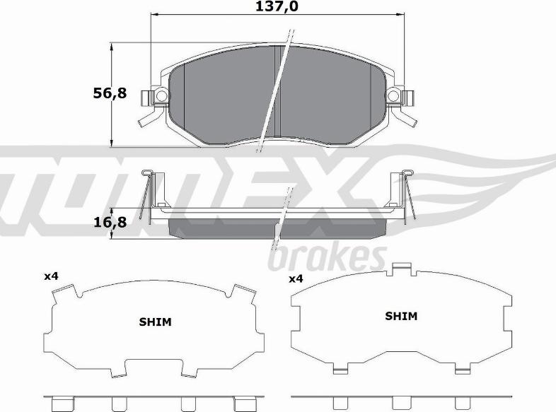 TOMEX brakes TX 17-65 - Brake Pad Set, disc brake www.parts5.com