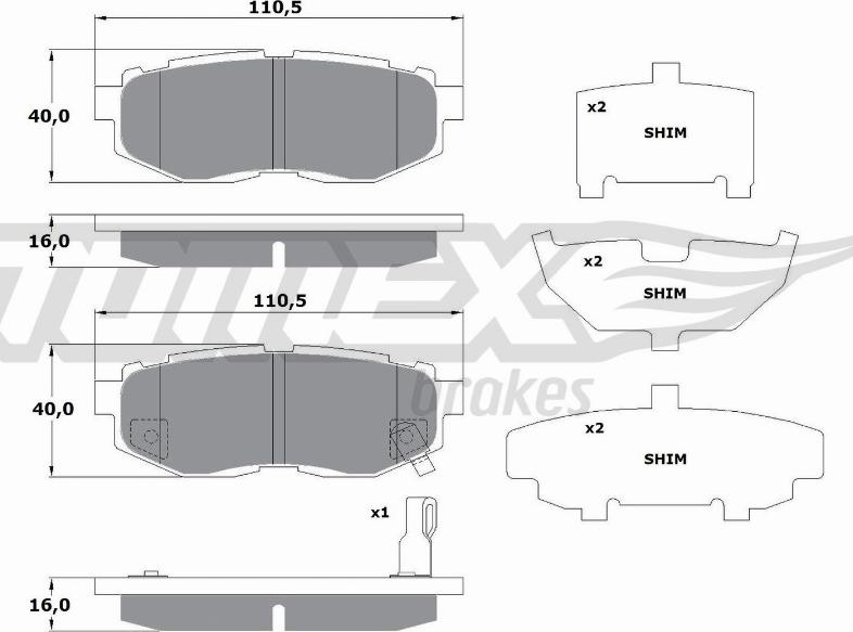 TOMEX brakes TX 17-66 - Zestaw klocków hamulcowych, hamulce tarczowe parts5.com