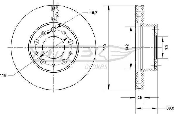 TOMEX brakes TX 70-95 - Brake Disc www.parts5.com