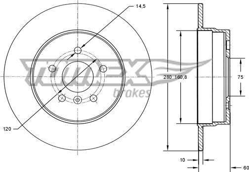 TOMEX brakes TX 71-45 - Disc frana www.parts5.com