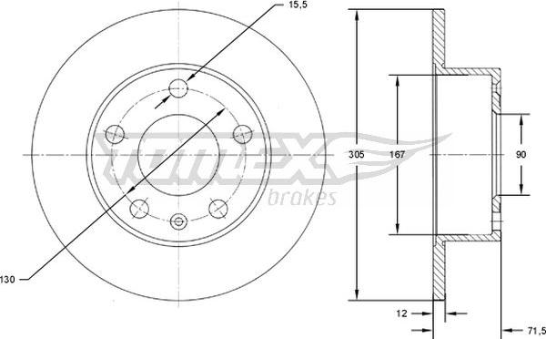 TOMEX brakes TX 71-76 - Kočni disk www.parts5.com