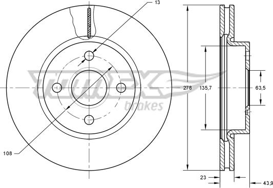 TOMEX brakes TX 73-92 - Disc frana www.parts5.com