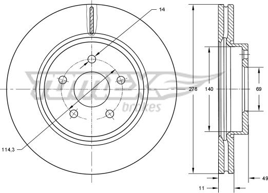 TOMEX brakes TX 73-18 - Тормозной диск www.parts5.com