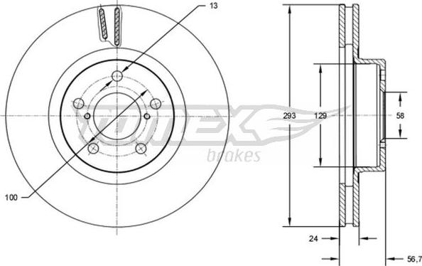 TOMEX brakes TX 72-74 - Δισκόπλακα www.parts5.com