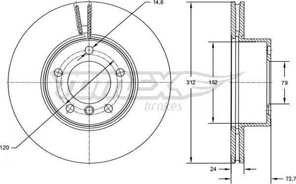 TOMEX brakes TX 72-78 - Brake Disc www.parts5.com