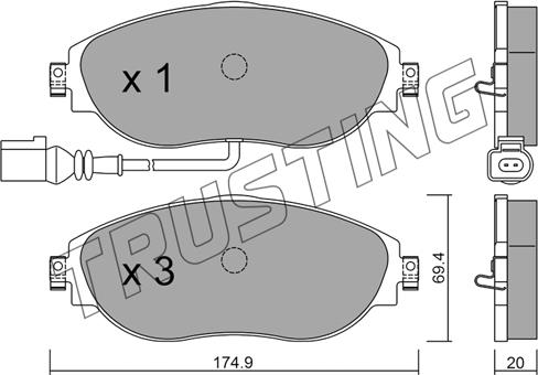 Trusting 968.0 - Brake Pad Set, disc brake parts5.com