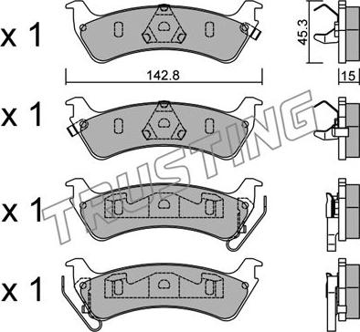 Trusting 543.0 - Brake Pad Set, disc brake www.parts5.com