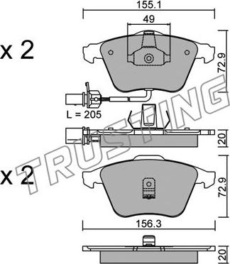 Trusting 565.0 - Sada brzdových destiček, kotoučová brzda www.parts5.com