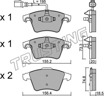 Trusting 568.0 - Sada brzdových destiček, kotoučová brzda www.parts5.com