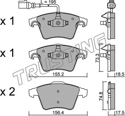 Trusting 568.1 - Sada brzdových destiček, kotoučová brzda www.parts5.com