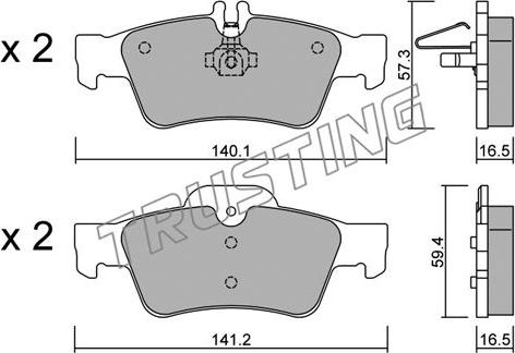 Trusting 584.0 - Тормозные колодки, дисковые, комплект www.parts5.com