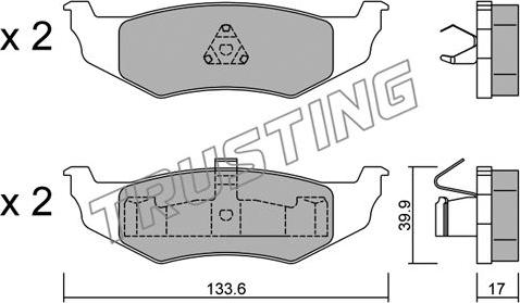 Trusting 538.0 - Brake Pad Set, disc brake www.parts5.com