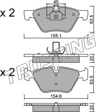 Trusting 573.3 - Set placute frana,frana disc www.parts5.com