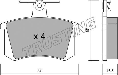 Trusting 050.0 - Тормозные колодки, дисковые, комплект www.parts5.com