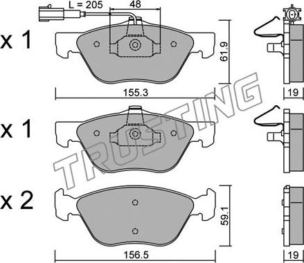 Trusting 085.2 - Set placute frana,frana disc www.parts5.com