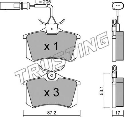 Trusting 102.3 - Brake Pad Set, disc brake parts5.com