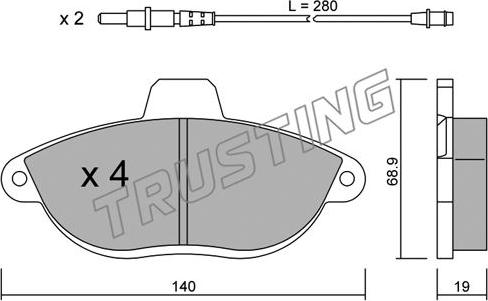 Trusting 107.0 - Brake Pad Set, disc brake www.parts5.com