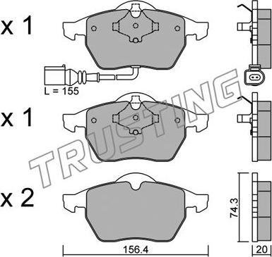 Trusting 188.4 - Brake Pad Set, disc brake www.parts5.com