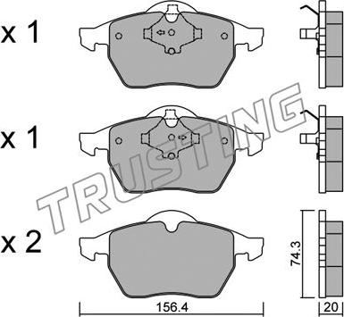 Trusting 188.1 - Тормозные колодки, дисковые, комплект www.parts5.com