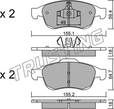 Trusting 833.0 - Тормозные колодки, дисковые, комплект www.parts5.com