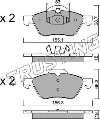 Trusting 344.0 - Тормозные колодки, дисковые, комплект www.parts5.com