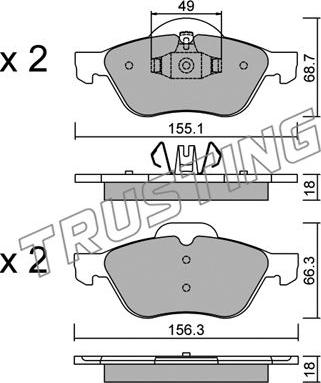 Trusting 344.1 - Тормозные колодки, дисковые, комплект www.parts5.com