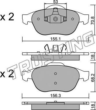 Trusting 345.0 - Тормозные колодки, дисковые, комплект www.parts5.com