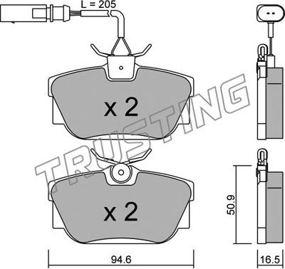 Trusting 355.2 - Brake Pad Set, disc brake www.parts5.com