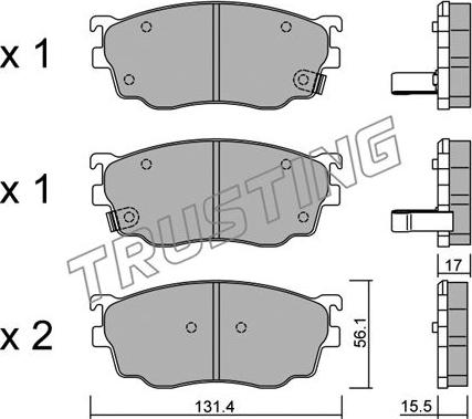 Trusting 310.0 - Тормозные колодки, дисковые, комплект www.parts5.com