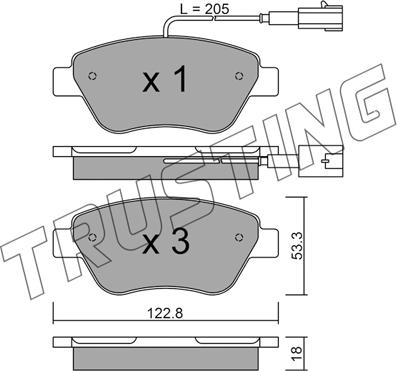 Trusting 330.0 - Тормозные колодки, дисковые, комплект www.parts5.com