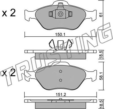 Trusting 325.0 - Тормозные колодки, дисковые, комплект www.parts5.com