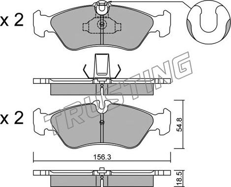 Trusting 320.0 - Тормозные колодки, дисковые, комплект www.parts5.com