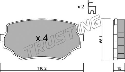 Trusting 258.0 - Brake Pad Set, disc brake www.parts5.com